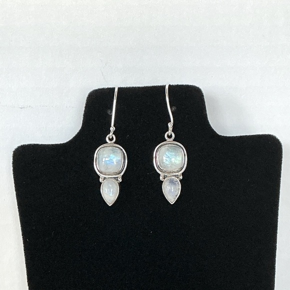 Aryo Jewelry - Aryo Moonstone 925 Stamped Signed Sterling Silver Dangle Drop Earrings
